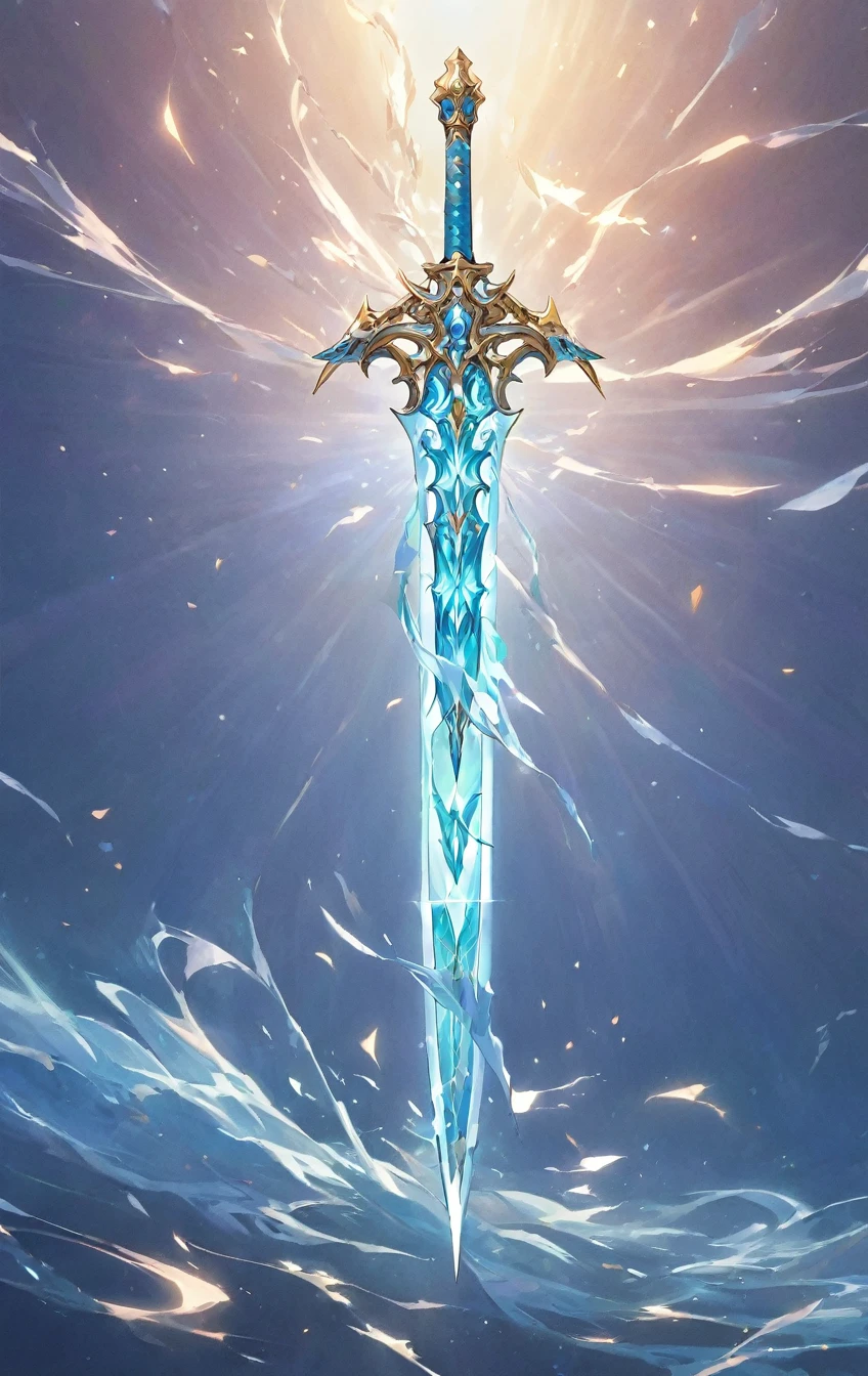 masterpiece, best quality, epic fantasy art style, simple wind sword for card game (ethereal form, blade and hilt are made of wind, wispy form), full art, full sword art, intricate details, ultra high resolution, sharp focus, HD, 8k, clear details, zoom out to get the full sword in the image, simple background, show full sword, sword centered on image to allow ample background to show