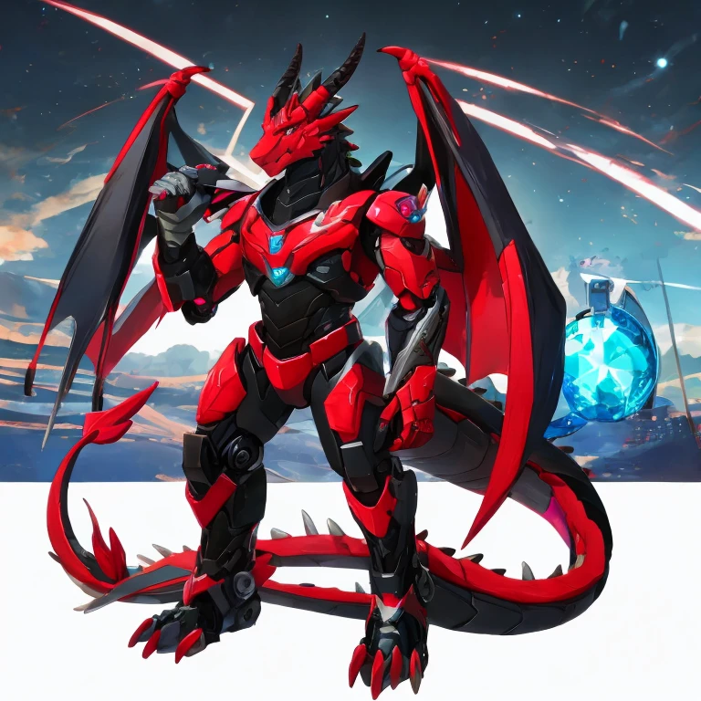 Robot Dragon，Red Dragon，Sentado no apartamento