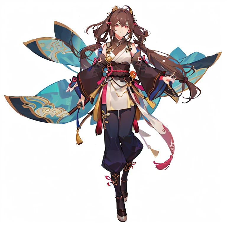 Anime characters dressed in dark pink and gold,brown clouds on the back, Inspired by Hoichi Sakai, full body xianxia, full body illustration, inspired by Gao Qipei, Inspired by Ren Xiong, Inspired by Li Meihu, Inspired by Luo Mu, Inspired by Zhou Fang, Anime woman full body art,girl light brown hair
