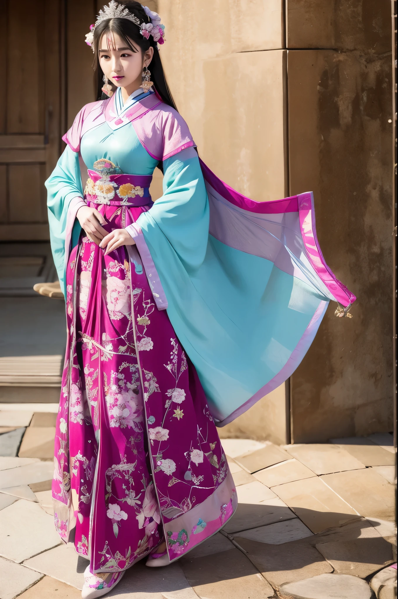 Wearing a star crown, flying colorfully,Wearing a red vestment。The shoes under your feet are full of embellishments,The precious belt around the waist is exquisite。A pair of Najin Lingbo socks,Half exposed skirt with embroidered velvet。Holding the Ruyi Golden Hook,The Jinzunli pole is as long as a python