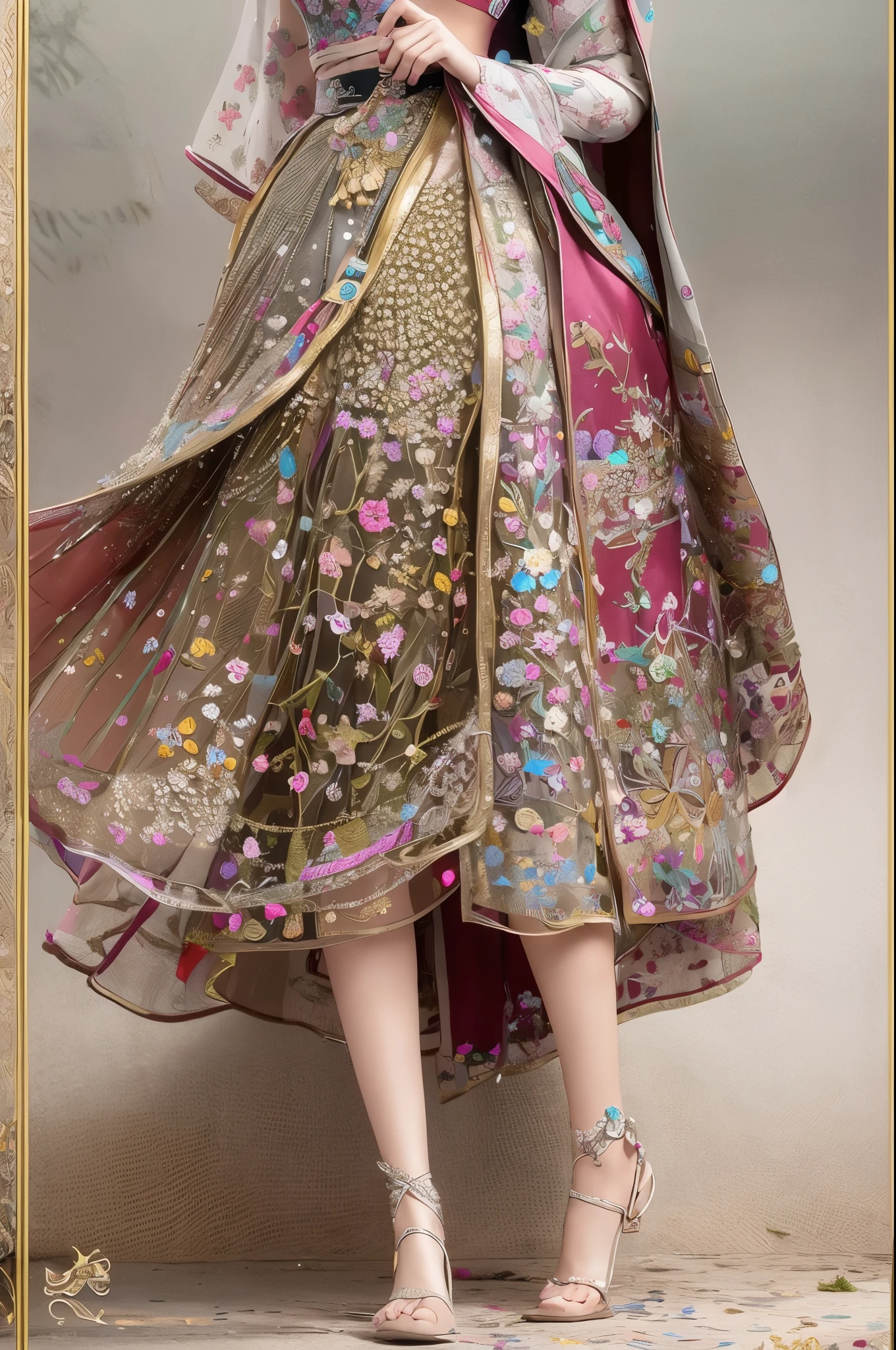 Wearing a star crown, flying colorfully,Wearing a red vestment。The shoes under your feet are full of embellishments,The precious belt around the waist is exquisite。A pair of Najin Lingbo socks,Half exposed skirt with embroidered velvet。Holding the Ruyi Golden Hook,The Jinzunli pole is as long as a python