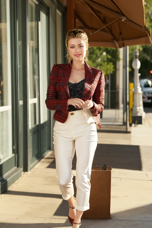 Amber Heard dressed in casual and elegant clothes and smiling sexy