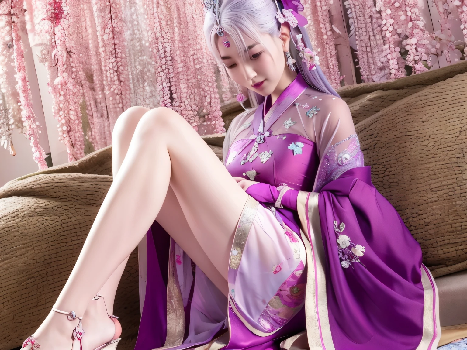Wearing a star crown, flying colorfully,Wearing a red vestment。The shoes under your feet are full of embellishments,The precious belt around the waist is exquisite。A pair of Najin Lingbo socks,Half exposed skirt with embroidered velvet。Holding the Ruyi Golden Hook,The Jinzunli pole is as long as a python