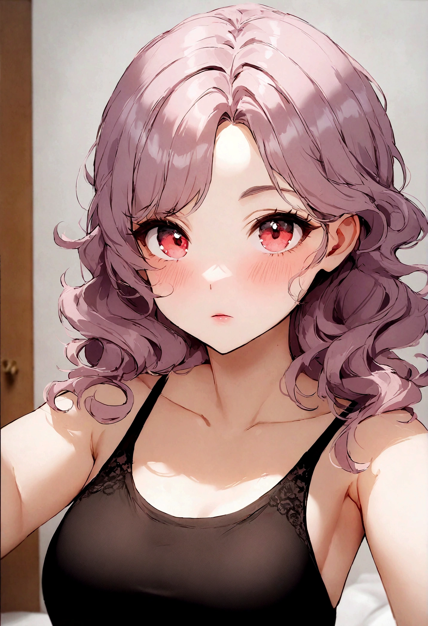 Latina woman with matching tank top and panties, fille sexy aux yeux bruns, Portrait Sophie Mudd, cheveux bruns et grands yeux, selfie of a young woman, Yeux de chambre, Violet Myers, sans maquillage, maquillage naturel, looking straight at camera, Visage avec Artgram, Maquillage subtil, Superbe photo, 4k