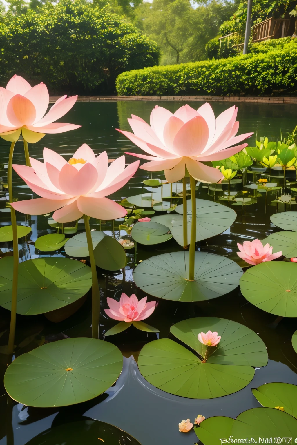 There is a pink flower growing among the leaves, lotus flowers, lotuses, lotus, standing gracefully upon a lotus, lotus flower, lotus petals, with lotus flowers, pink lotus queen, lotus pond, lotus flowers on the water, Photos taken with Sony a7r camera, Photos taken with Sony a7r