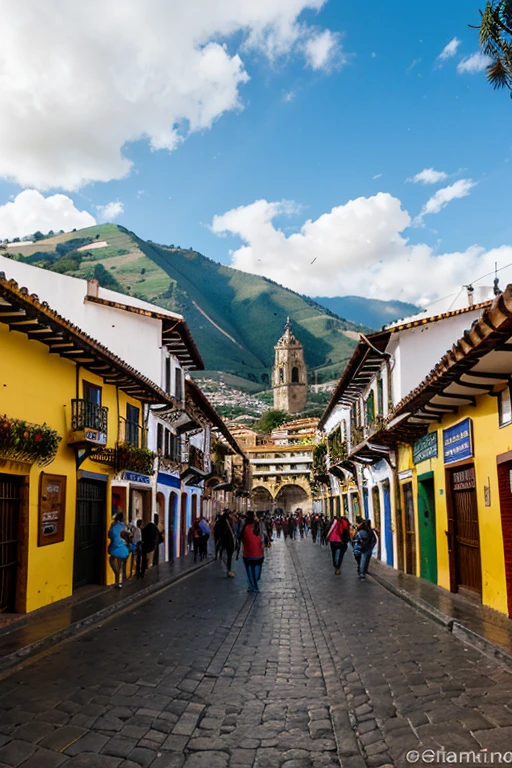 In the historic center of Cuenca Ecuador, several stands where they express the crafts of Ecuador and digital screens where these artisanal works are promoted.