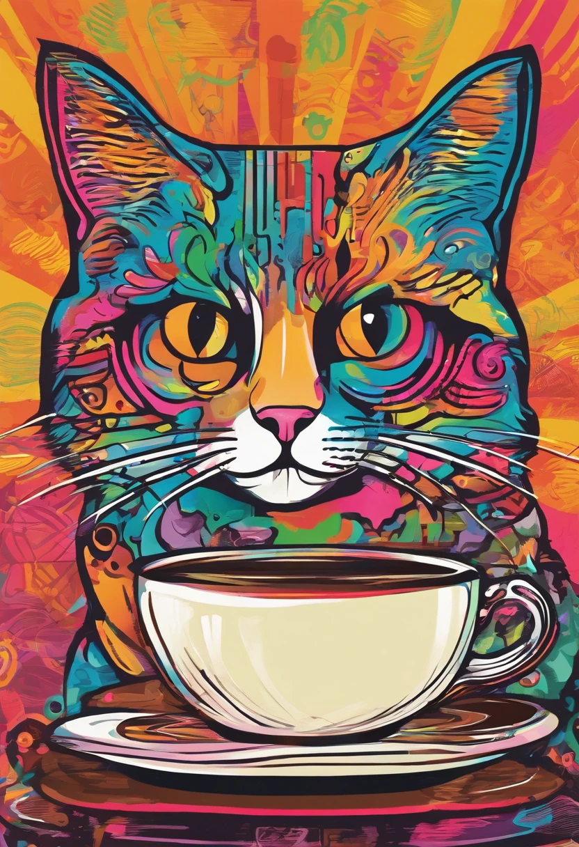 Gato con coffee 