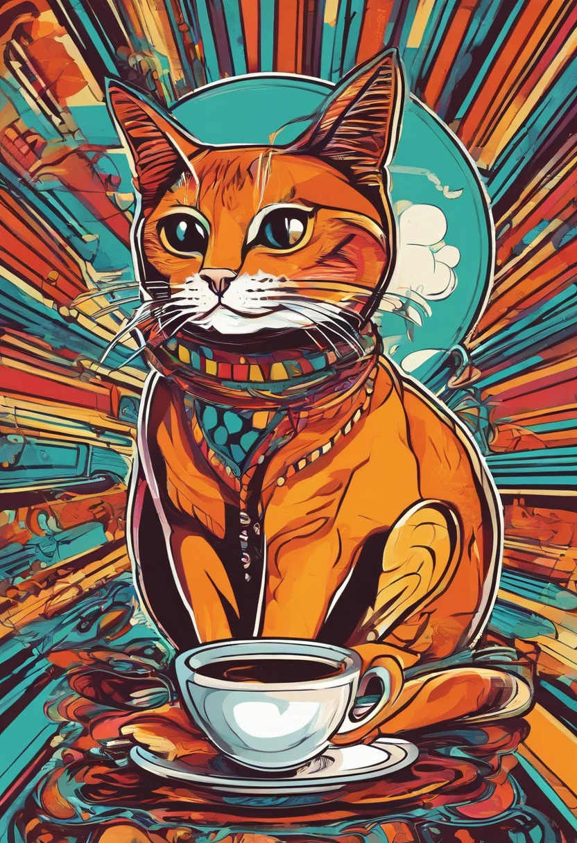 Gato con coffee 