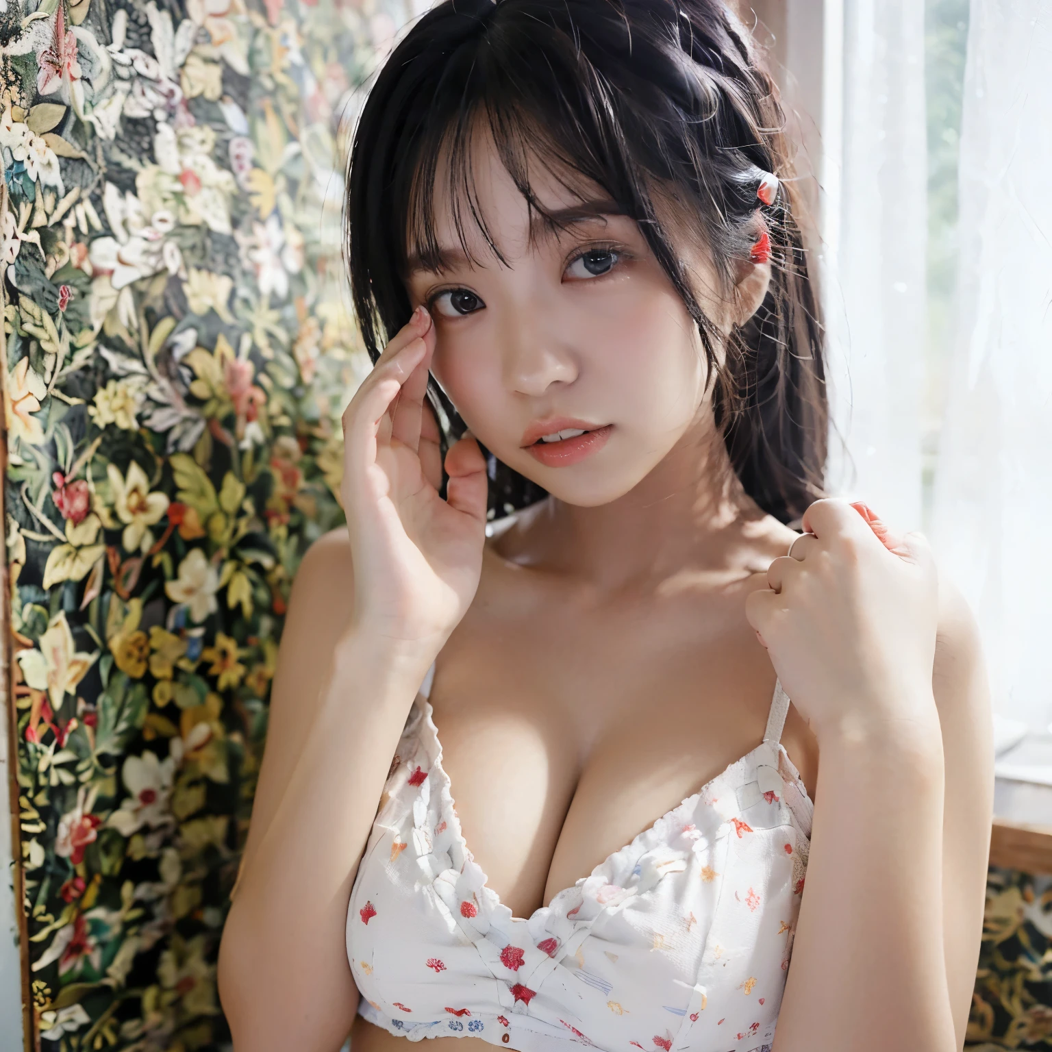 ((Best image quality, 8k, Jeizuo:1.3)), Twin girls, beautiful woman with slim abs:1.3, (Casual Hairstyles, :1.2), Sexy Dress，Ultra-fine face, Detailed eyes, double eyelid，Take a photo with a cute pose，Very bad shape，Narrow waist，，close，close chest，Beautiful background