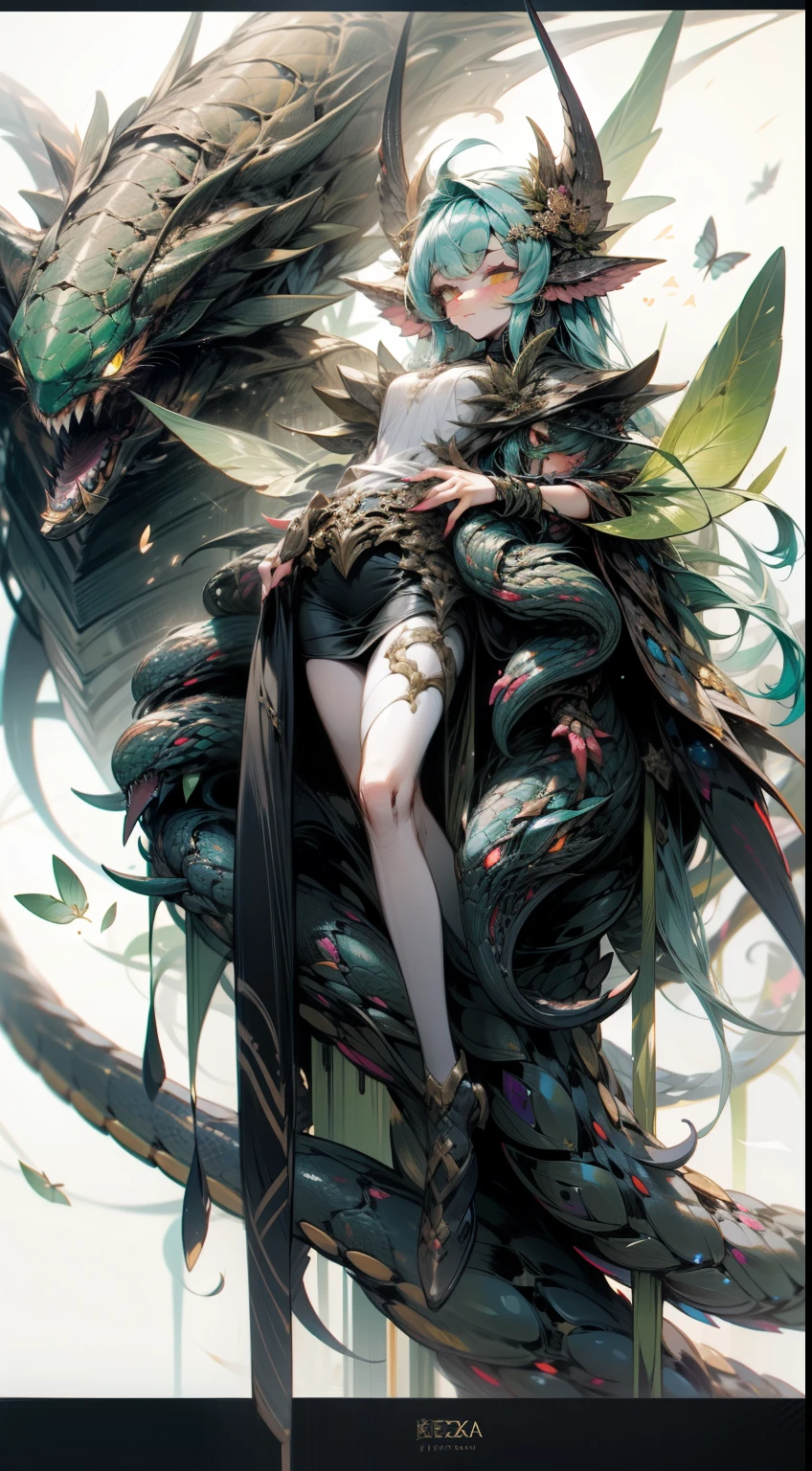 A cartoon picture of a giant bug with a long tail, a humanoid thistle monster, insectoid, hell nymph!!!, cockroach lady, Covered with tentacles, Kitawa is never satisfied, hell nymph, SIL from species, 《Smite》Nezha, Scorpion Goddess Portrait, Tentacle Beast, Snake Woman Hybrid