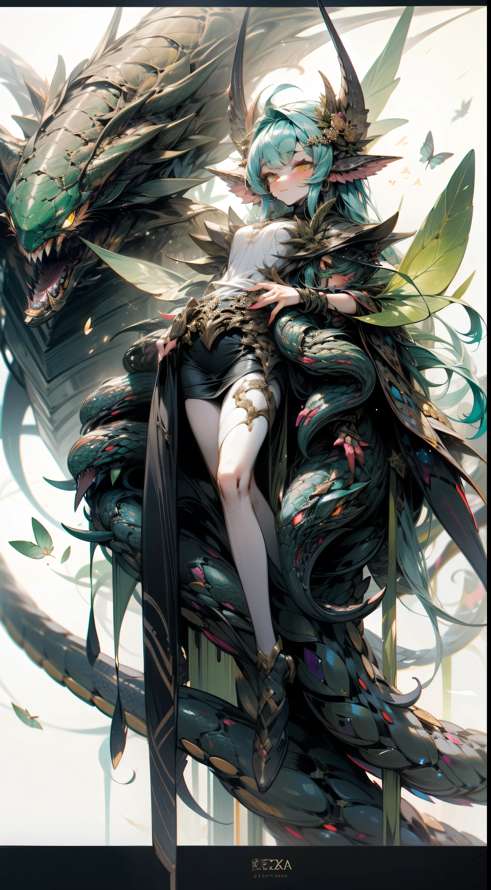 A cartoon picture of a giant bug with a long tail, a humanoid thistle monster, insectoid, hell nymph!!!, cockroach lady, Covered with tentacles, Kitawa is never satisfied, hell nymph, SIL from species, 《Smite》Nezha, Scorpion Goddess Portrait, Tentacle Beast, Snake Woman Hybrid