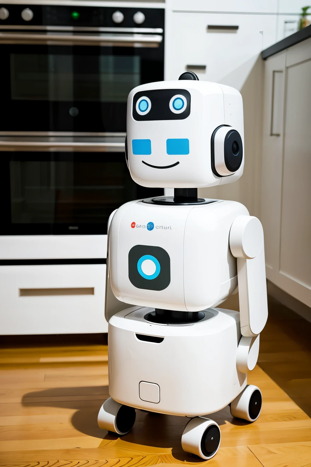 Nanny robot that has several strengths: seguridad, cocina y ayuda a hacer tareas. It has to have a minimalist design so that it gives children a familiar feeling..