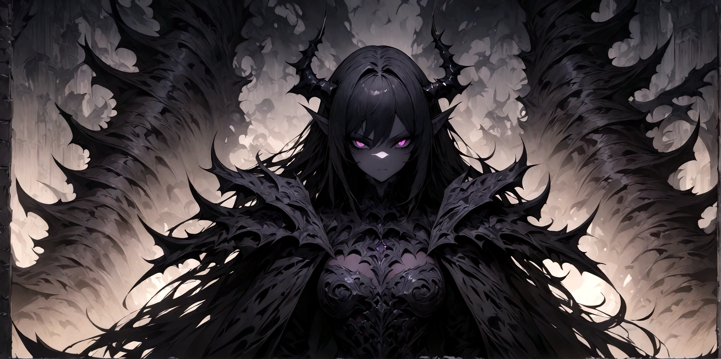 demon girl, close up, black heavy detailed clothes, art, dark and malevolent,armor, powerful and intimidating, (masterpiece, best quality, ultra-detailed, best shadow), (detailed background, dark fantasy) dramatic light, intricate details, dark and malevolent, powerful and intimidating, Dark and foreboding, malevolent force, sinister and chilling, armor, high detailed background, girl in demon slayer art, demon slayer art style, epic anime art, God pretty girl of death