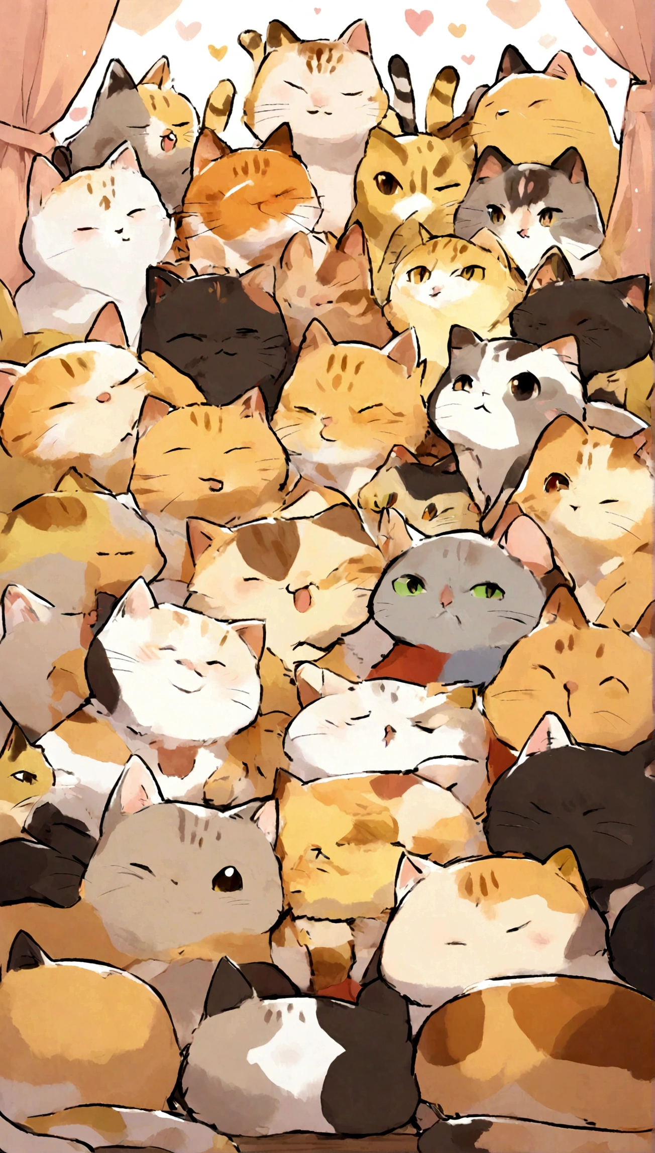 Cat pattern, mixed different size cats