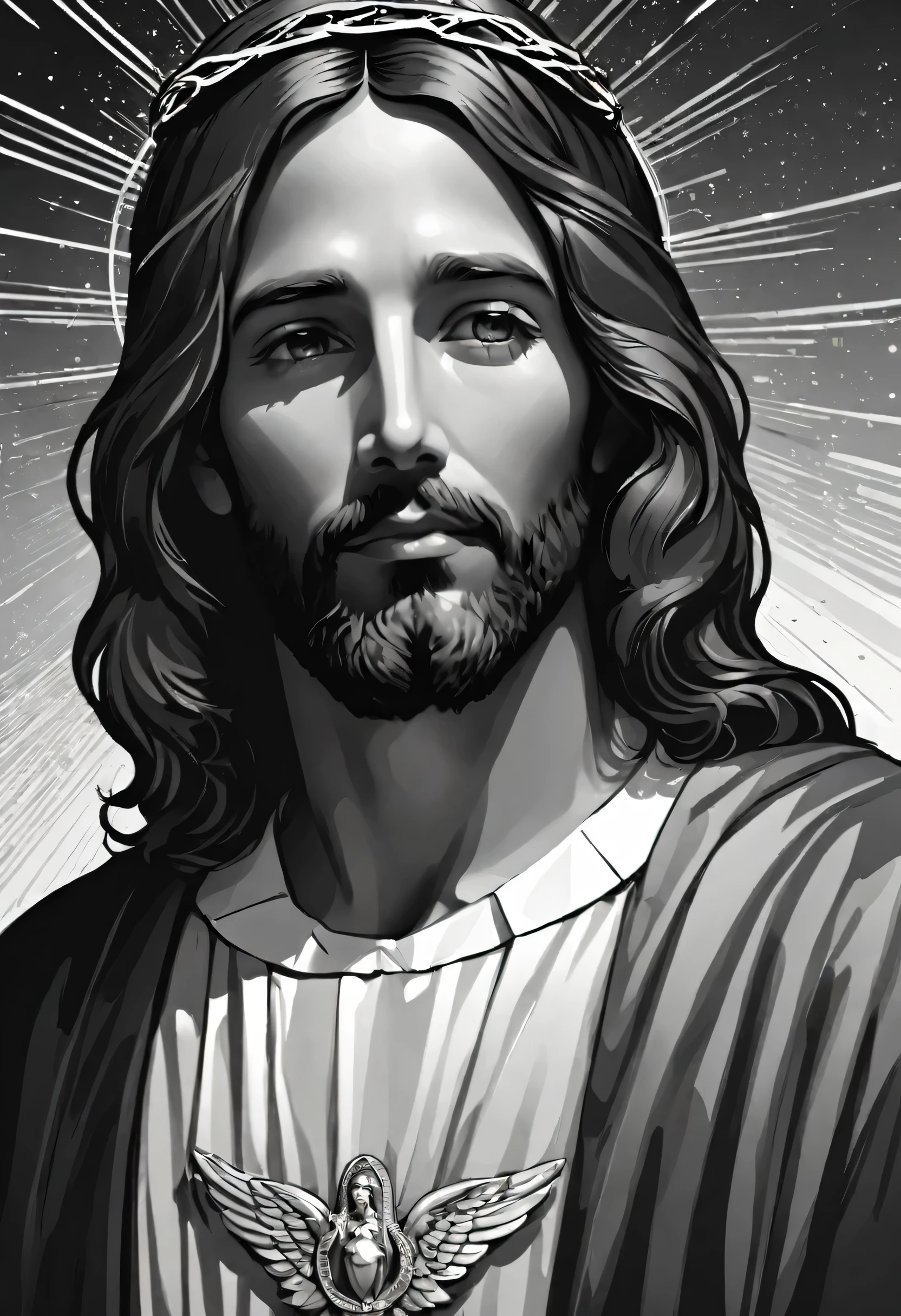 desenho preto e branco line arte vector face Jesus