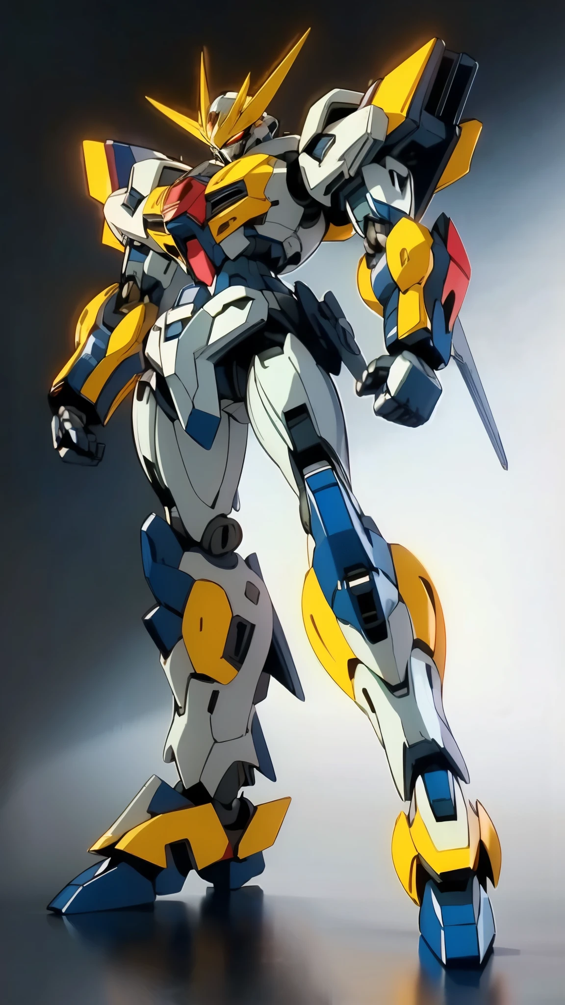 Humanoid Mecha, fully enclosed shoulder guards, matching arm and leg guards, full body, full armor, the design balances heavy with agility, (the color scheme is primarily white with red and blue accents, the concept Inspired by Super robot, organic biotech armor, standing, floating high above the futuristic sci-fi city), exquisite and mature art style, (aura effect, energy, glowing eyes, the armor glows), ((SRS)), metallic, dynamic, dramatic, high definition, best quality, highres, ultra-detailed, ultra-fine painting, extremely delicate, professional, perfect body proportions, anatomically correct, symmetrical face, extremely detailed eyes and face, high quality eyes, creativity, RAW photo, UHD, 32k, Natural light, cinematic lighting, masterpiece-anatomy-perfect, masterpiece:1.5