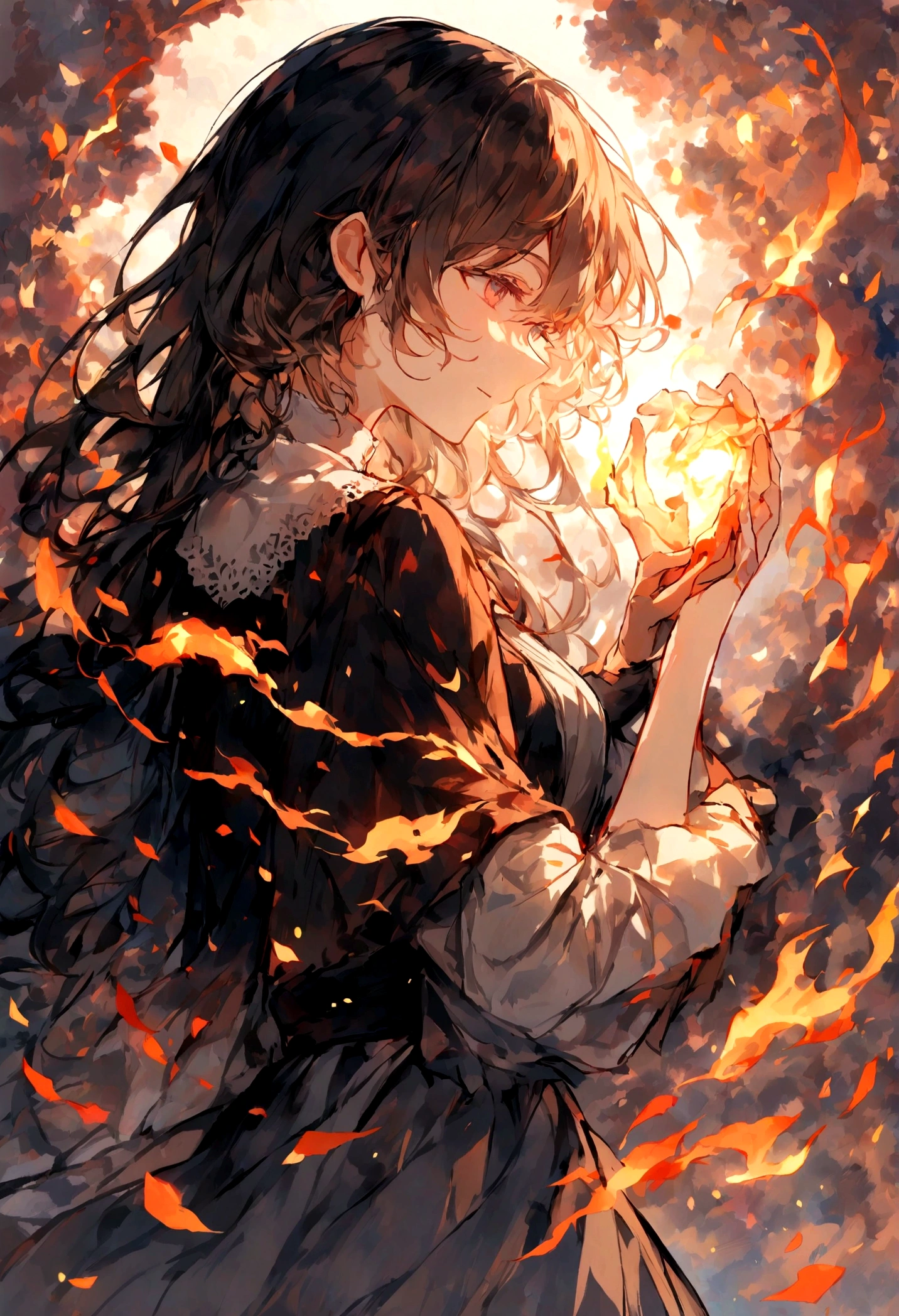 a hand holding thight with fire inside with resilience, on the other side another hand letting it go