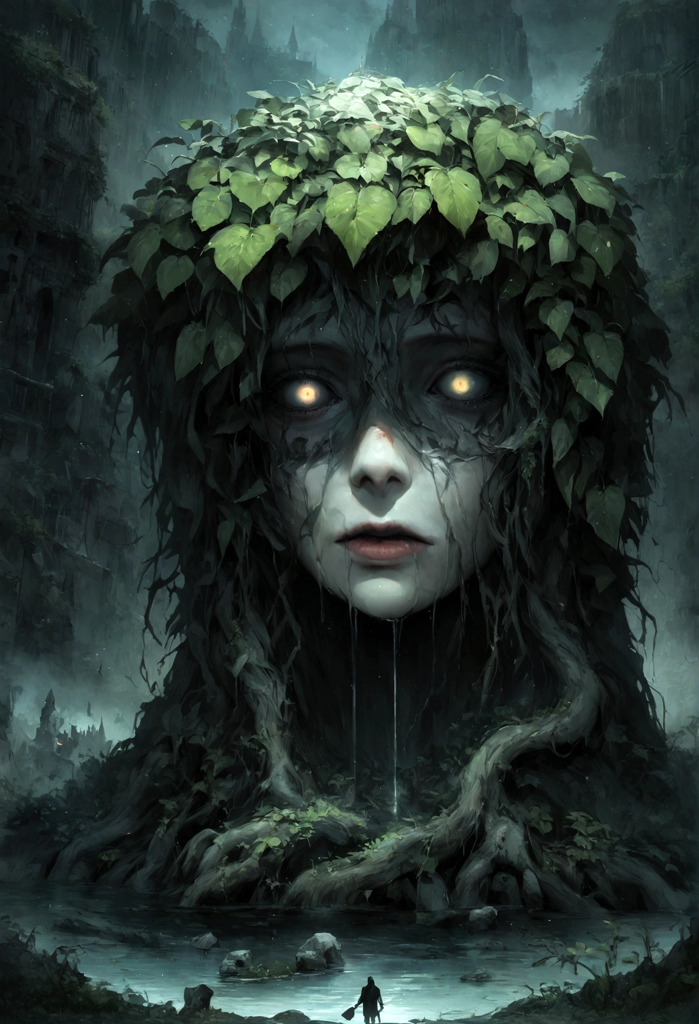 best quality,4k,High resolution,masterpiece:1.2,Extremely detailed,Practical:1.37,HDR,Ultra HD,Studio Lighting,portrait,fear,Goethe,Haunted garden, shovel in the mud, horrible,gloomy,Nightmare,inauspicious,horrible,dark,Diabolical,amazing,Creepy,Surrealism,,intense,Twisted,otherworldly scenery,Ruined City,Ancient ruins,Latent shadows,Spooky atmosphere,majestic dark wings,inauspicious premonition,Overwhelming power,Ethereal Light,Sinister existence,emerging from darkness,Nightmare Realm,abyss depth,Surrealism Art,The night sky is filled with horrible stars,Magnificent,Dull shadows,Surprise element,unfathomed,Dimensions exceed,Noble fear,Explore the unknown