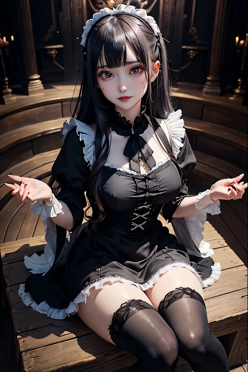 ハードDark Gothicメイク、Deep Night Sky、Horror、Black dark eyeshadow、sad、Good skin radiance、Dark Gothicメイク、Dark smile、palace、24-years-old、Embarrassed look、Dark Gothic、Obscene language、highest quality、Drunk face、紫のMaid clothes、Mysterious、Noble、sexy、Loving smile、Right blue eye, Left eye is red、Platform Heel Shoes、Heavy makeup、Gothic Lolita Clothing、Silver Hair、Long Hair Straight Hair、Cute Gothic Lolita Dress、Beautiful Face、elegant features、Fascinating face、Stained glassが背景、Chest glistening with sweat、The room is dark、gothic long dress、Bell Sleeves、Wizard Sleeve、Decadent look、Sexually excited expression、Glossy thighs wet with water、Thighs that are wet and shiny with oil、Background of a room full of roses、The embroidery is pink、The dress has pink embroidery、Thigh-high socks、Knee-high socks、Gentle expression、Dark black eyeshadow、Stained glassと薔薇背景、Female Duo、Female couple、dark church background、Stained glass、Black metal world、Dark Castle、Slender body、gothic long dress、Maid clothes、Victorian dresses、Her thighs glisten with sweat、My body is wet and shiny、Lots of glitter on the thighs、My thighs are sticky from sweating、Sweat glistens on the thighs, The whole body is sweaty and shiny、Quite sweaty、My thighs are sweaty、My thighs are so wet、My thighs are shining with sweat、A lot of sweat glistens all over the body、Small breasts、Orchestra StageStage、Dynamic Angle、sitting on a gothic chair、Play the violin gracefully、With a violin、Press the violin strings、violinist、orchestra performance、Thin thighs、slender、Violin body and strings、Sit on a chair、pantyhose、Hime cut straight hair、