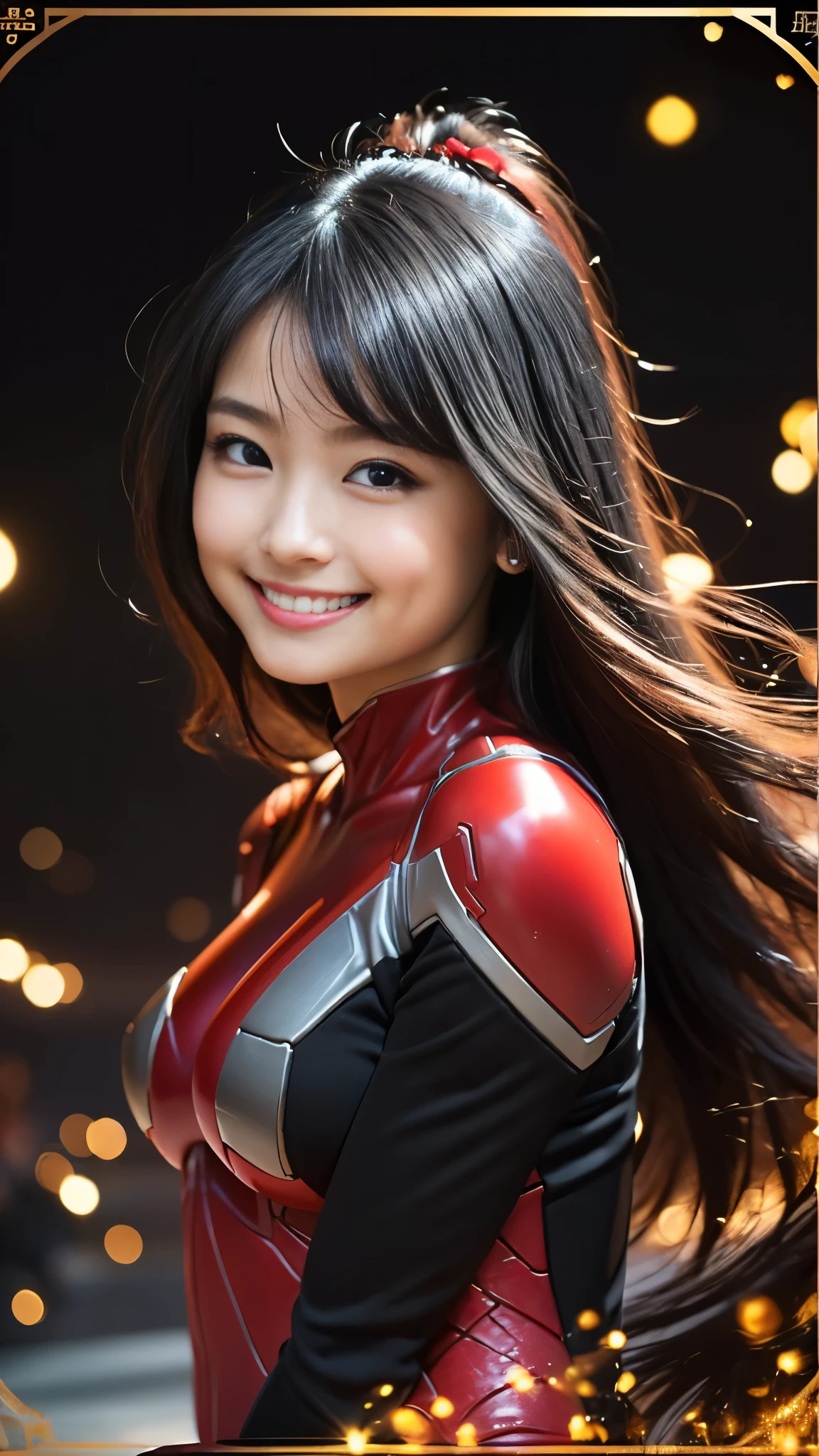 （8k、Raw photography、highest quality、masterpiece：1.2),(Black Hair、Dark Eyes:1.9),(Red plug suit:1.6)、View your viewers,Viewed from the front,White skin,(:1.6)、(Tight waist:1.6)、(Clothes that accentuate the shape of the breasts:1.0)、(Big Breasts :1.3)、Slim figure、Ultra-high resolution,beautiful,beautiful fece,(one person、No background:1.9),whole bodyボディー,Japanese women,（reality的：1.37）、Photon Mapping,reality、(Baby-faced and cute: 1.4)、(Cute Smile: 1.8)、(Round face: 1.8)、Radio City、Physically Based Rendering、Depth of field rally background、photograph, (I can see your knees、Thigh close-up:1.8),（:1.6）,whole body、Great quality
