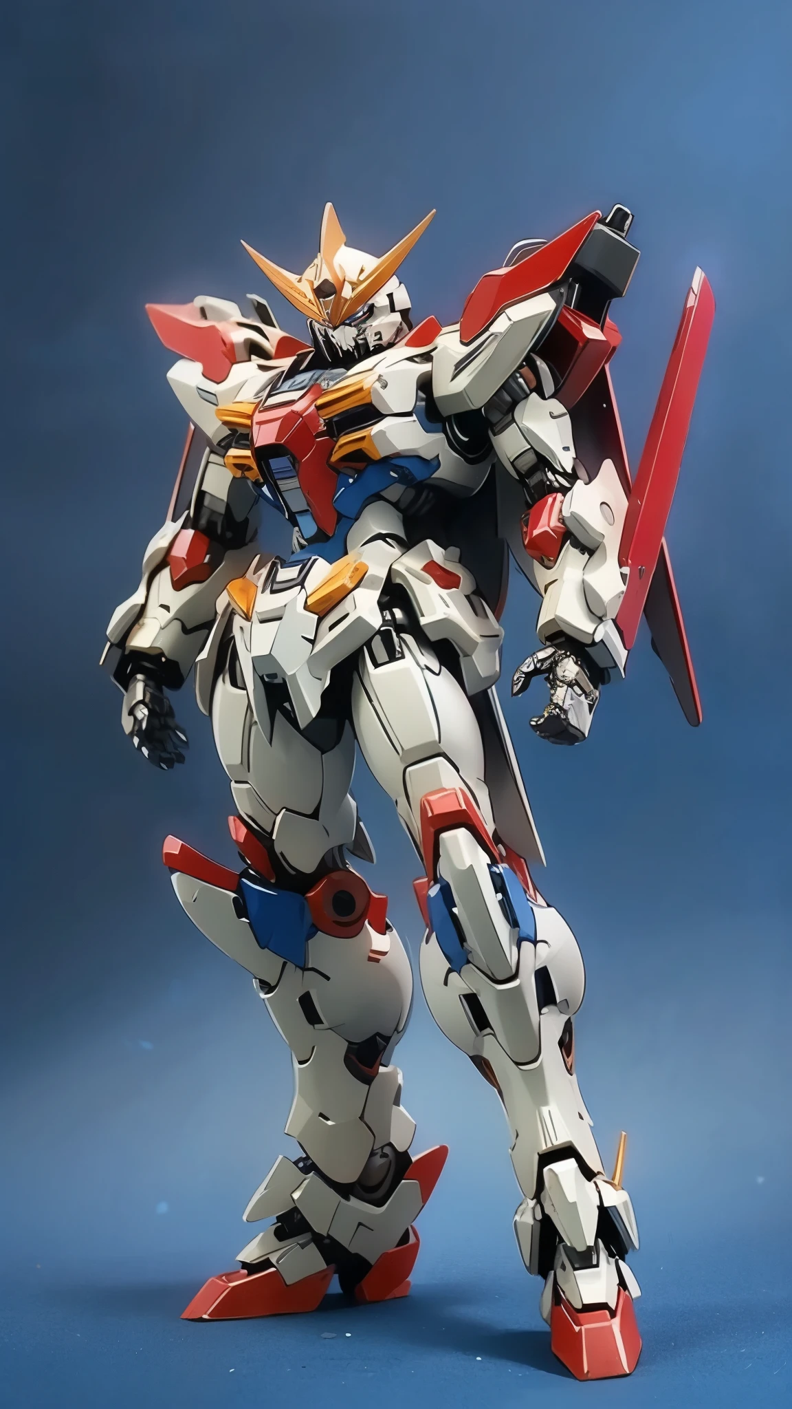 Humanoid Mecha, fully enclosed shoulder guards, matching arm and leg guards, full body, full armor, the design balances heavy with agility, (the color scheme is primarily white with red and blue accents, the concept Inspired by Super robot, organic biotech armor, standing, floating high above the futuristic sci-fi city), exquisite and mature art style, (aura effect, energy, glowing eyes, the armor glows), ((SRS)), metallic, dynamic, dramatic, high definition, best quality, highres, ultra-detailed, ultra-fine painting, extremely delicate, professional, perfect body proportions, anatomically correct, symmetrical face, extremely detailed eyes and face, high quality eyes, creativity, RAW photo, UHD, 32k, Natural light, cinematic lighting, masterpiece-anatomy-perfect, masterpiece:1.5