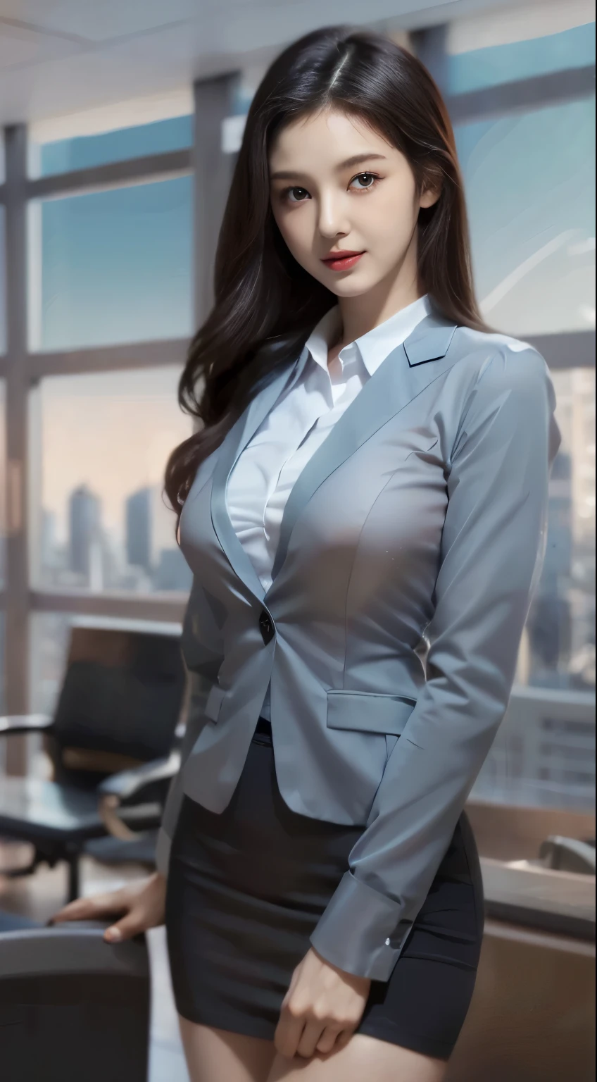 (smile)、I can see your pussy、(nipple look)、(translucent shirt:1.3)、(In 8K、highest quality、masterpiece:1.2)、(genuine、photogenuineistic:1.37)、Super detailed、1 girl、cute、Report、dark and beautiful sky、office、、(I can see your nipples:1.2)、 (perfect beautiful beautiful face:1.15)、(closed mouth)、Delicate beautiful eyes、(No underwear:1.1)、、short cut hair、(sheer shirt:1.2)、、(short hair:1.5)、Floating hair NovaFrogStyle、Thin body、20 year old woman、brown hair、、brown eyes、small head、((G cup))、fashionable girl、beautiful eyes、genuine face、genuine skin、Genuine Face、Genuine skin、fine eyes、、(sheer shirt:1.2), dynamic pose、viewer、Look carefully at the face and chest、announcer,　the tip of the chest sticks out。Areola is protruding。The shape of the genitals is clearly visible。lots of eyelashes。black eyeshadow。bright red lips。black sexy high heels。pubic hair。The lower abdomen is bristly。thin。thighs are open。pubic hairたくさん、pubic hairがはみ出てる、 and delicate figure、(At the office)、camel toe、protruding pussy＿nipple