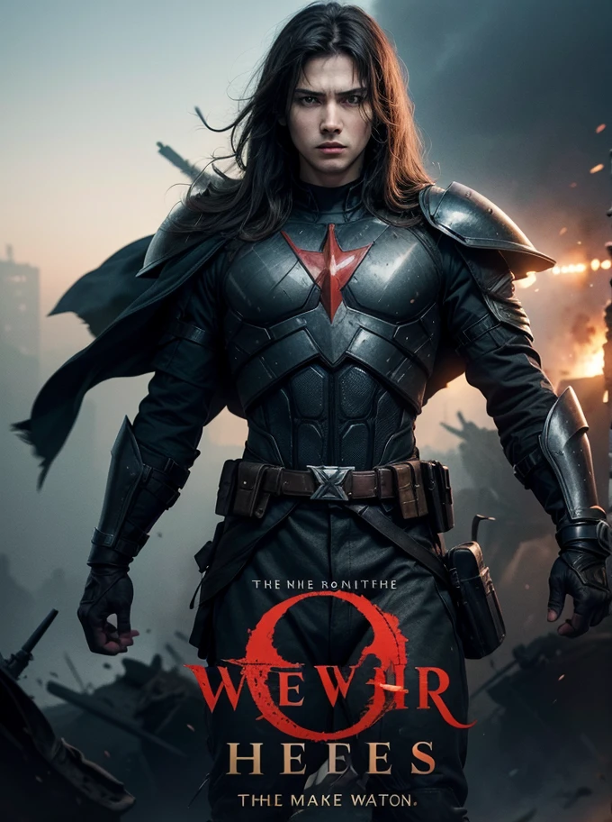 Make a book cover with the title and subtitle: "THE HEROS THE WAR"