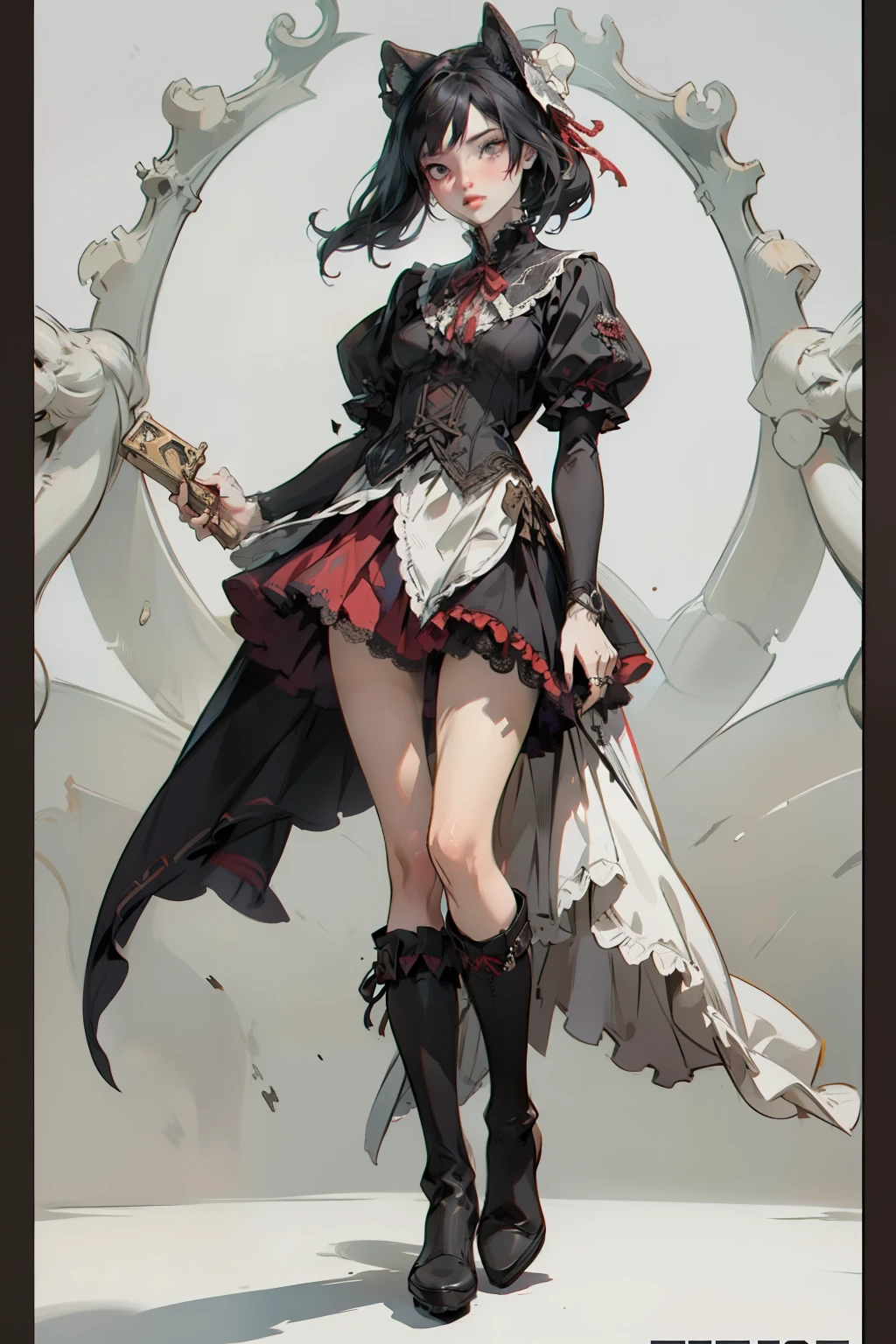 ((best quality)), ((masterpiece)), (detailed), a penitent male, blank white background, plain background, white background, red and white clothing, Bloodborne aesthetic, occult aesthetic, occult, occult paraphernalia, detailed and intricate steampunk and detailed gothic, NSFW, Very dramatic and cinematic lighting, cosmic horror, grim-dark, side-lighting, perfect face, NSFW, Fluttering lace flared dress with frilly petticoats, pleated petticoats, petticoats, complex lace boots, side-lighting, gothic aesthetic, chains, mechanical components, carbine, NSFW, beautiful small breasts, small breasts, full body, whole body, body, plain background, white background, blank background, no background, white background NSFW, full body, whole body, head-to-toe dynamic poses NSFW