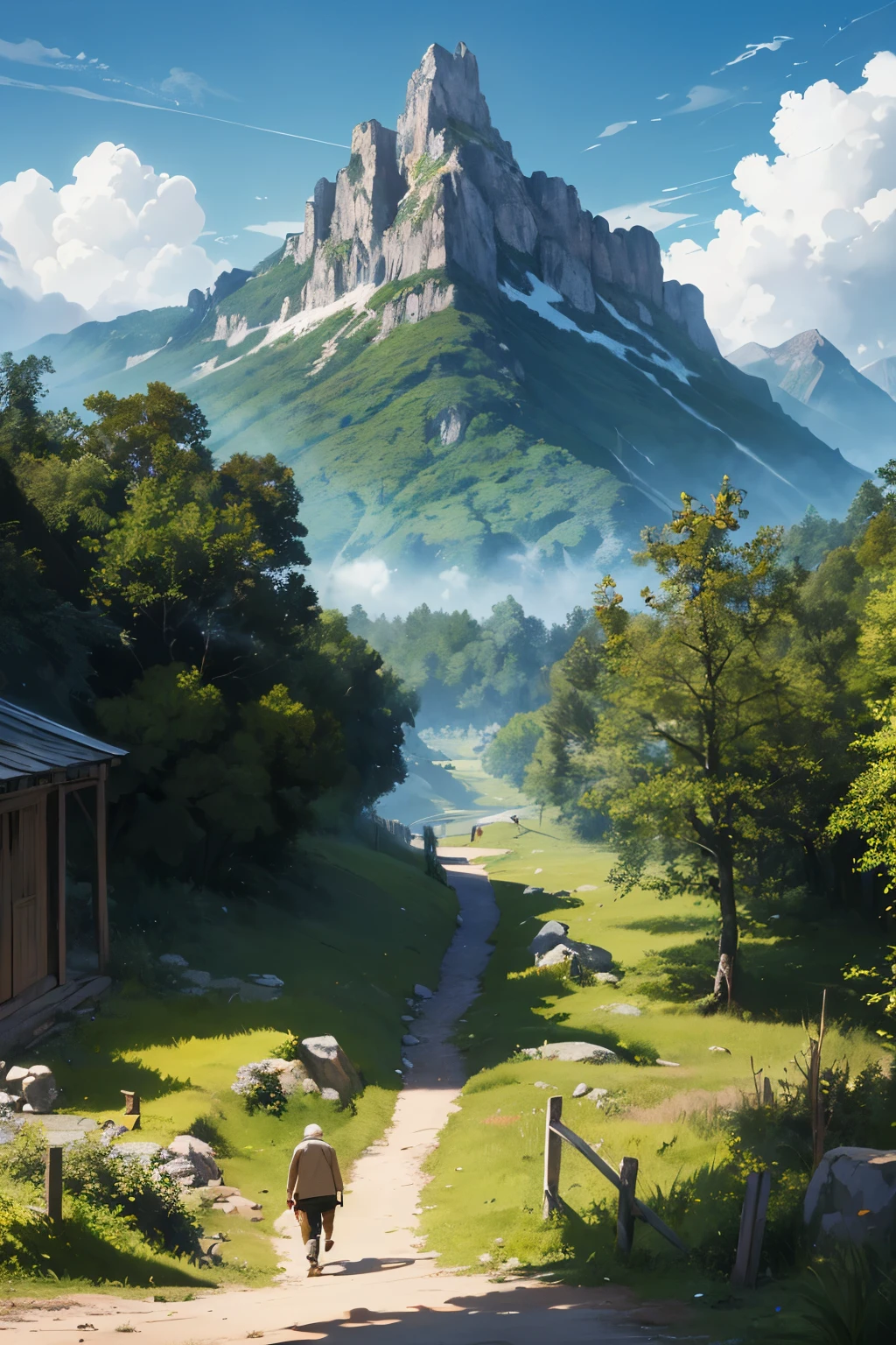 ((melhor qualidade)), ((Obra de arte)), (detalhado), landscape, mountain old, forest ancient, saint george, studio ghibli
