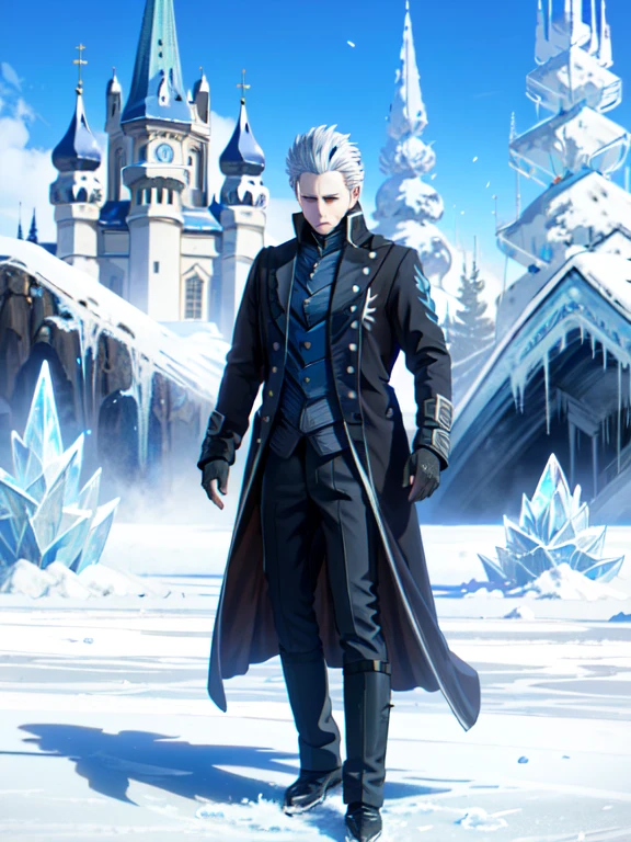 ((ultra detallado, obra maestra, absurdos))
DMC5Vergil, 1 chico, solo, cabello corto, pelo blanco, Ice castle in a frozen wasteland, cristales de hielo brillantes,  (luchar), emanando una presencia real