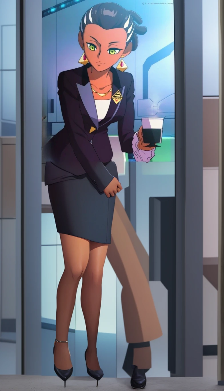 Black business woman wearing a skirt suit 