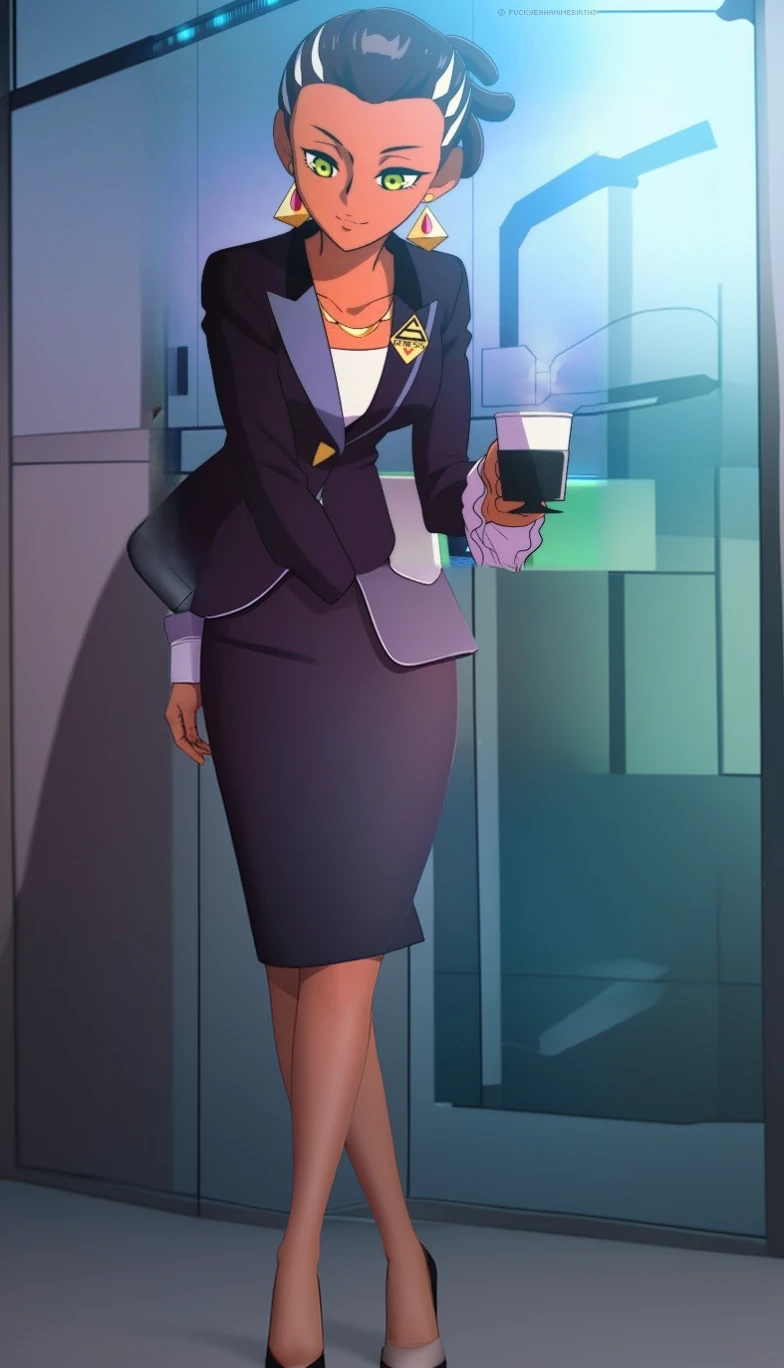 Black business woman wearing a skirt suit