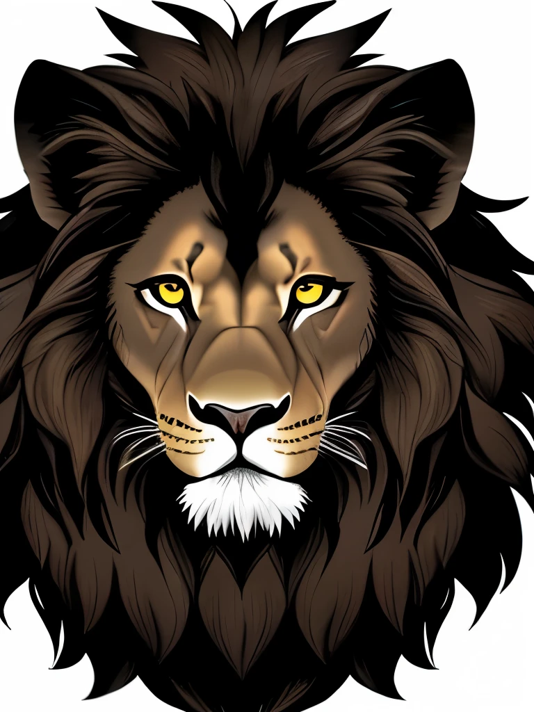 a lion, black hair, red eyes, wings, very monstrous