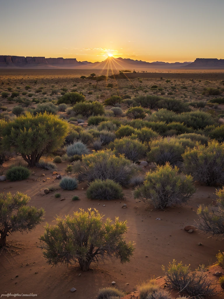 Sunrise on the karoo bush
