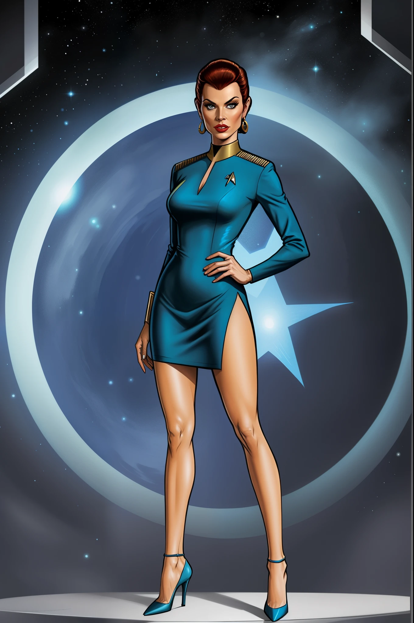 star trek, woman in short dress