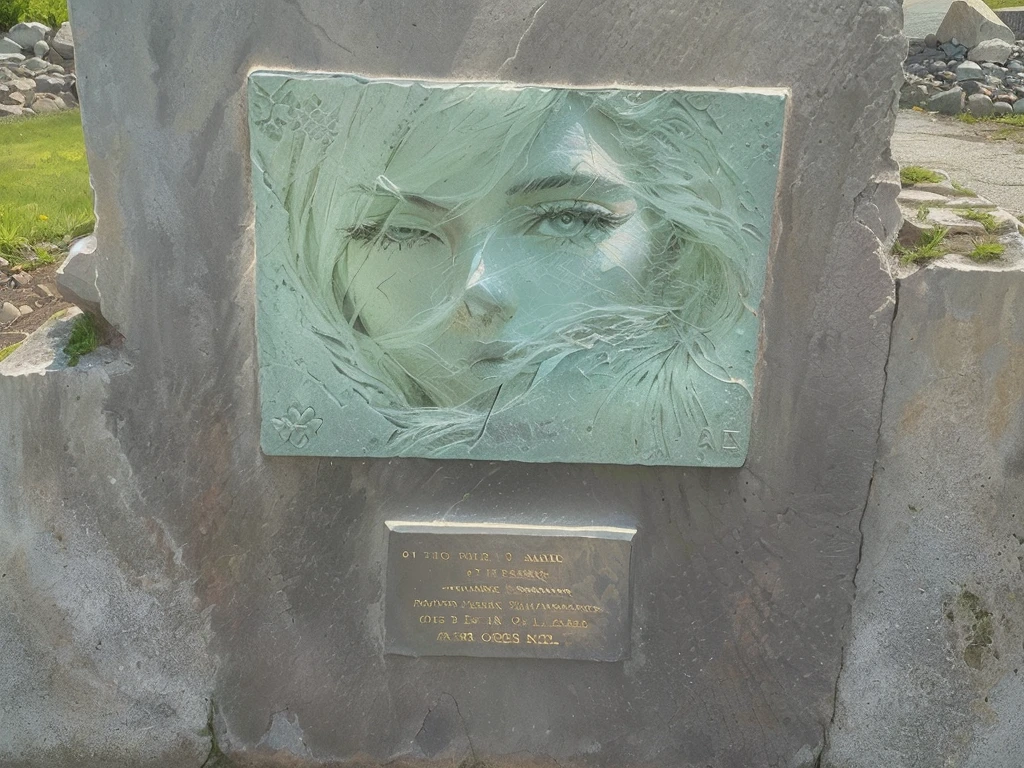 there is a plaque on the side of a stone monument, brilliant detail, etched relief, added detail, close up view, impressive detail, close up shot, excellent detail, great detail, artist unknown, very artistic, marker, close up portrait, rich detail, bas relief, masterpiece work of art, very detail, portrait n - 9, portrait close up, closeup shot