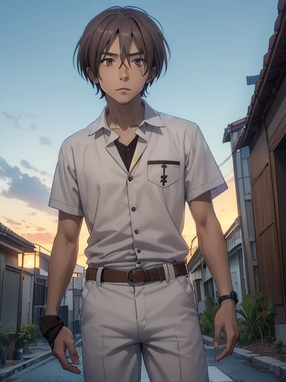 ayumu aikawa, cabello corto, Pelo gris, (Brown eyes:1.3), male focus,
ROMPER cabello corto, camisa abierta, white camisa, collared camisa, pantalones,
ROMPER outdoor, graveyard,
ROMPER looking at viewer, (tiro de vaquero:1.5),
ROMPER (obra maestra:1.2), mejor calidad, high resolution, fondo de pantalla de unidad 8k, (ILLUSTRATION:0.8), (Hermosos ojos detallados:1.6), cara extremadamente detallada, perfect lighting, CG extremadamente detallado, (manos perfectas, perfect anatomy),