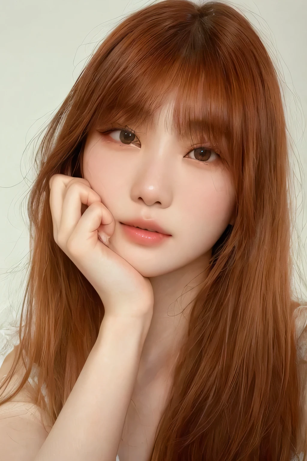 South Korean Asian face with soft and delicate fractions, pale white skin