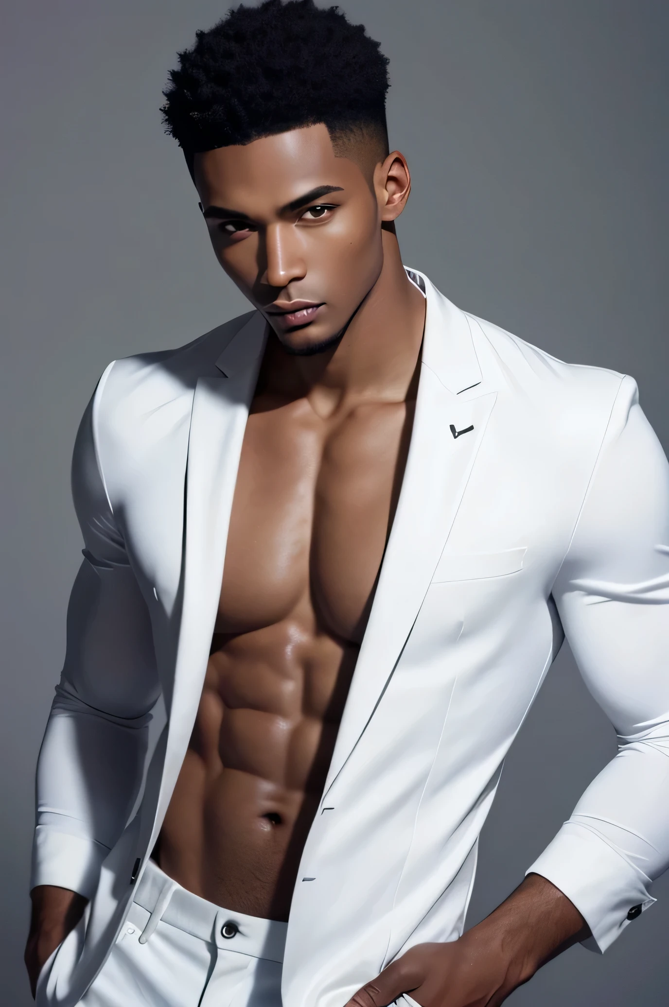 create a beautiful black skin male super model face