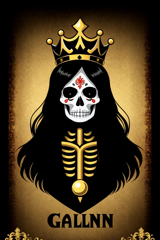 Skeleton catrina video game logo with a golden crown
