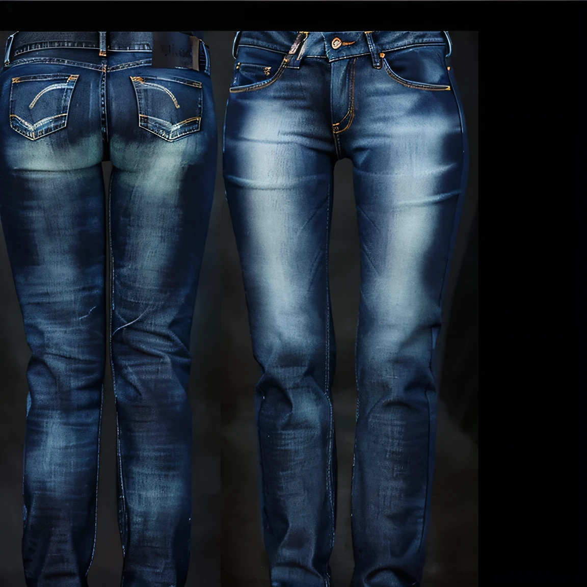woman jeans template, back and front
