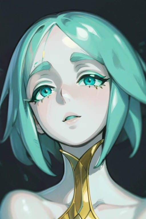 Phosphophyllite, beauty face, happy, half closed eyes