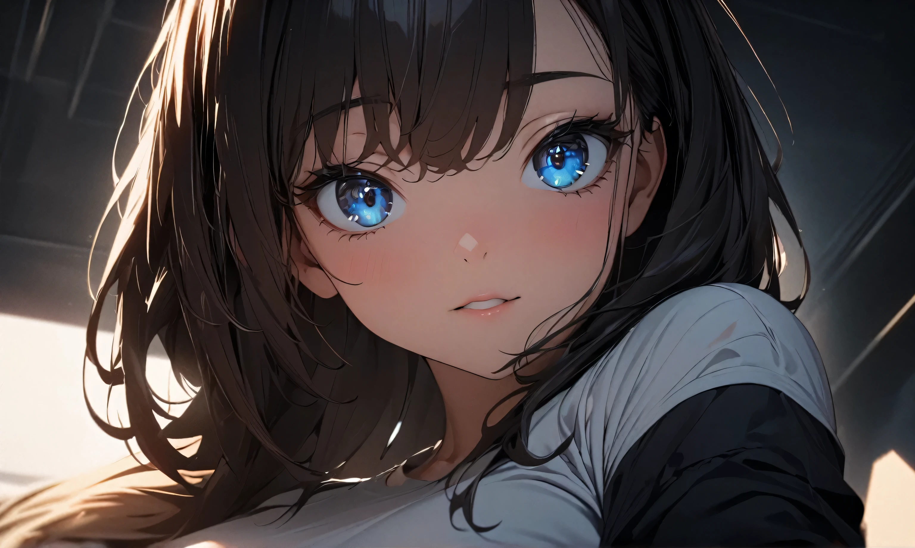 (high quality, 8k, 4K, High Contrast, masterpiece:1.2, 最high quality, Best aesthetics), 1 female, (Real skin texture:1.3), (Film Grain:1.3), (Selfie angle, High Angle), One Girl, Beautiful and detailed eyes and face, 最high quality, close, Face Up Shot:1.4,