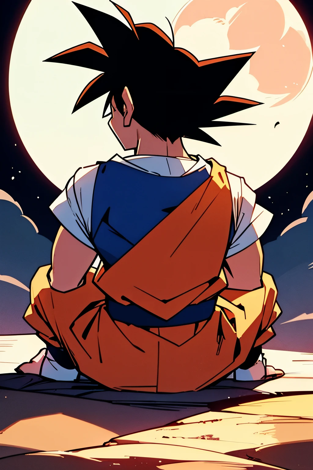 I want you to make Goku sit and look at the moon at night
