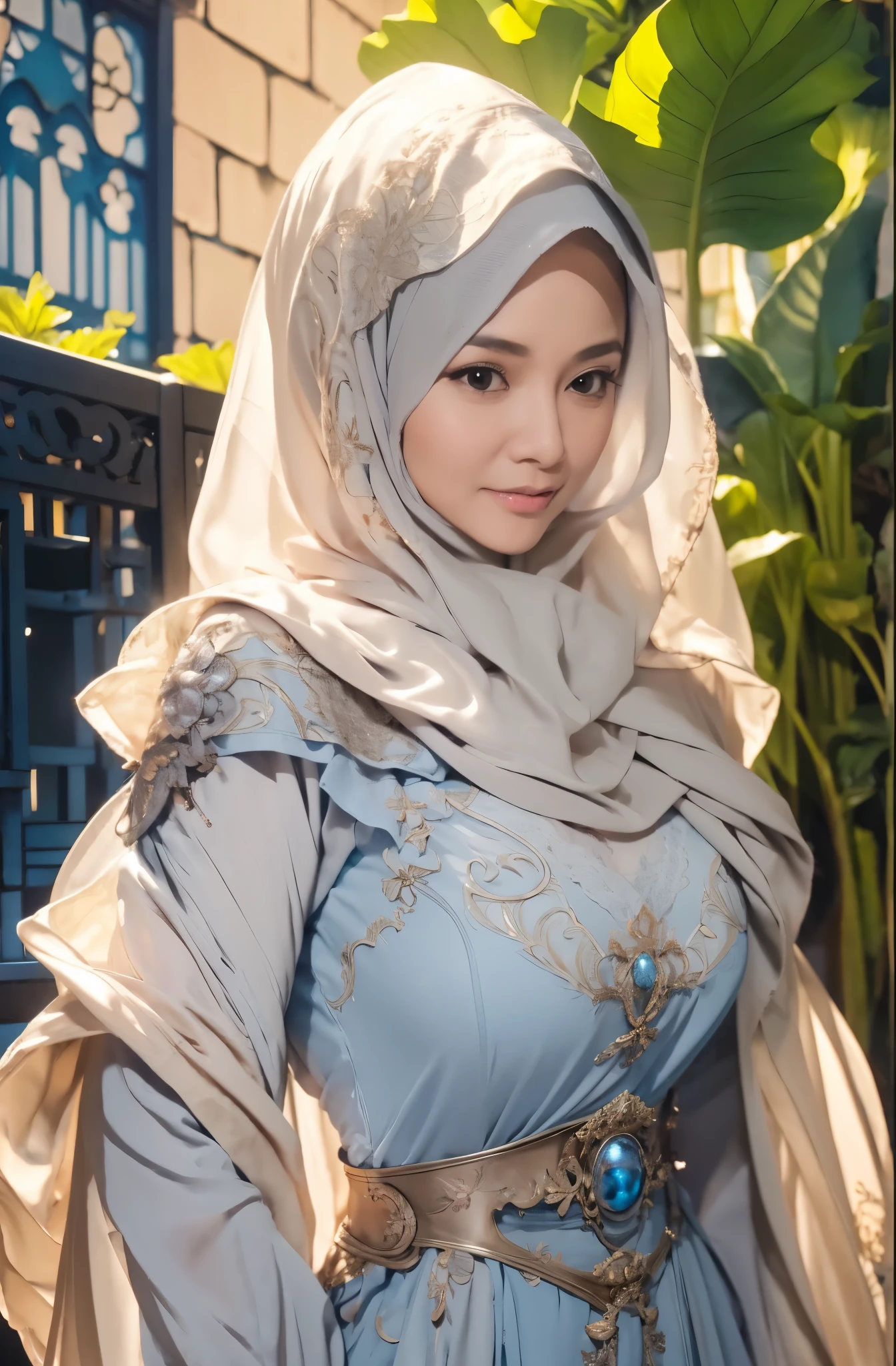 50 years Old, Hijab Indonesian mature woman, Big Tits : 66.9, Gamis, Breast out from her clothes : 1.9, at doctor office, Dark light, at Nighttime