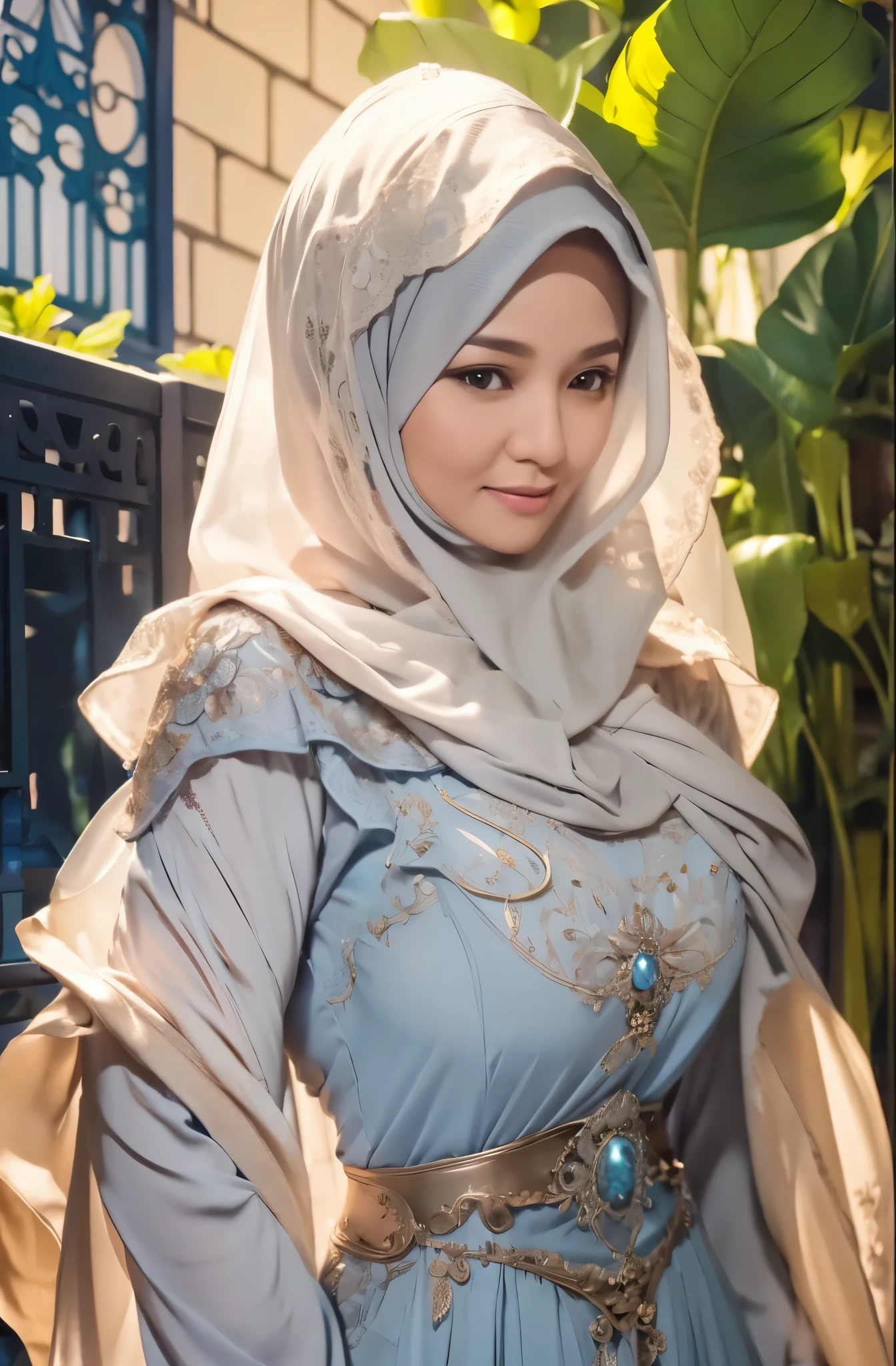 50 years Old, Hijab Indonesian mature woman, Big Tits : 66.9, Gamis, Breast out from her clothes : 1.9, at doctor office, Dark light, at Nighttime