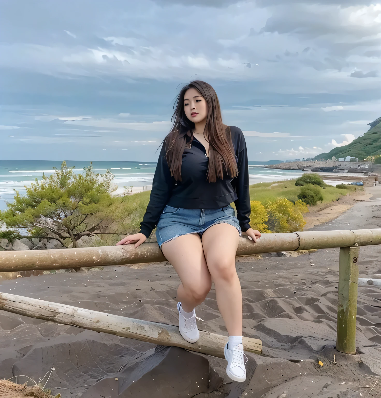 Japanese girl, curvy, ((gigantic boobs:1.2)) sexy body, deep (High quality) HD, boobs, gigantic boobs, round , deep cleavage, open cleavage, hanging