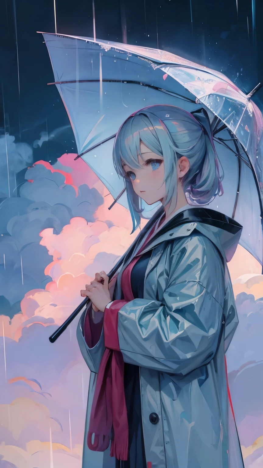 Rainy Sky、Person holding an umbrella、Anime Style