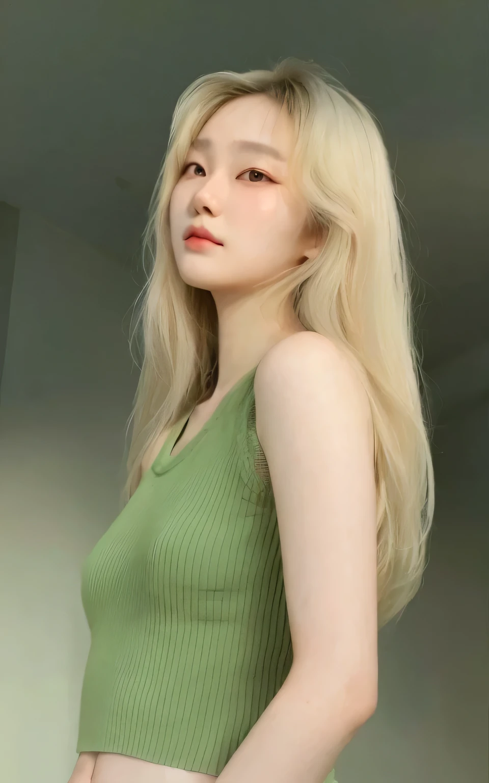 South Korean Asian face with soft and delicate features, pale white skin