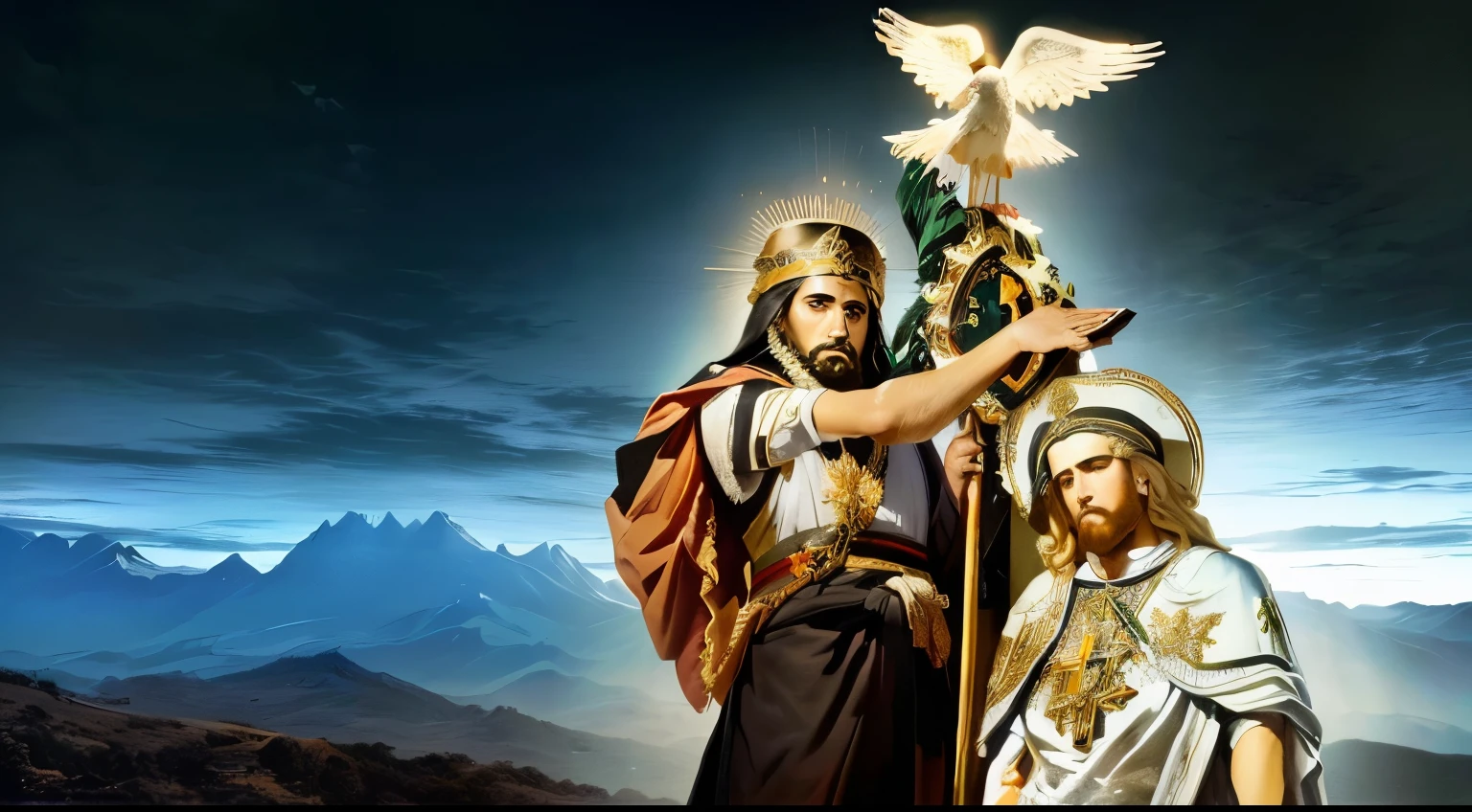 imagem arafada de Jesus e uma mulher com uma pomba, sagrado imagery, obra-prima, christian Santo, trindade, catholic religious art, photographic illustration, orthodox Santo christopher, mesclado, papel de parede - 1 0 2 4, sagrado, altamente renderizado, pintado digitalmente, Rendering, Santo, editado, melhorado digitalmente, foto tirada, imagem de alta qualidade, Santoly, Papel de parede HD